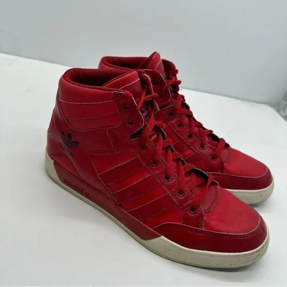 Adidas Hard Court Mens 9.5 High Top Shoes Sneakers Basketball Red Trefoil G59844