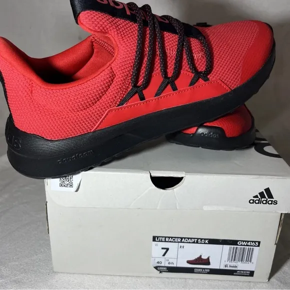 Adidas Lite Racer Adapt 5.0 GW4163 Red Running Shoes Size 7 Y  NEW