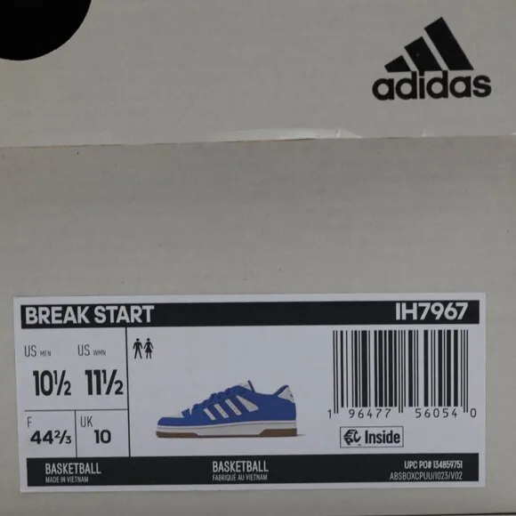 Adidas Mean's Break Start Everyday Comfortable Low Top Shoes Blue Size 10.5