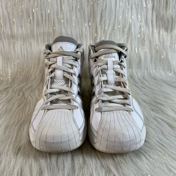 Adidas Mens Pro Model Basketball Shoes White 376768 Mid Top Lace Up 2008 9M