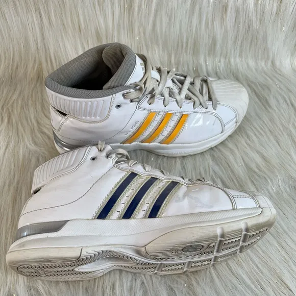 Adidas Mens Pro Model Basketball Shoes White 376768 Mid Top Lace Up 2008 9M