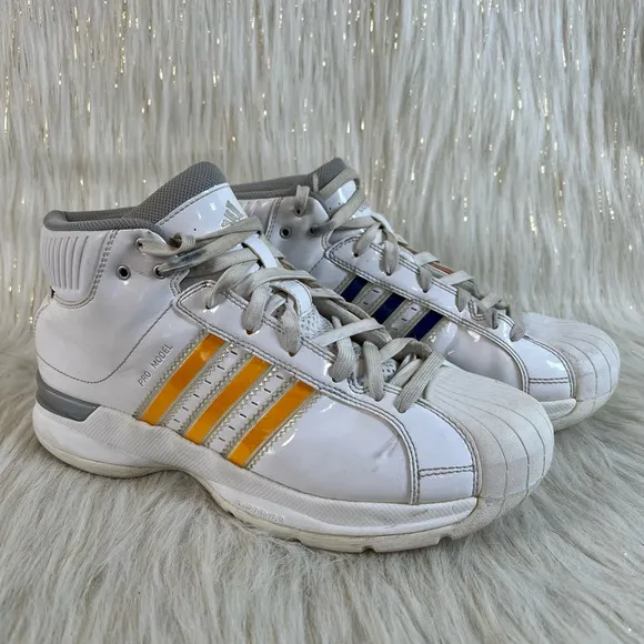 Adidas Mens Pro Model Basketball Shoes White 376768 Mid Top Lace Up 2008 9M