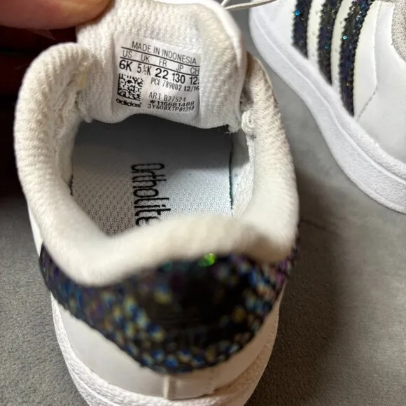 Adidas‎ Superstar Snake White Metallic TD Toddler Sneaker Shoes Size 6K NEW