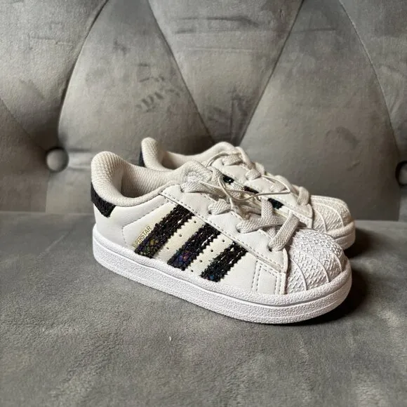 Adidas‎ Superstar Snake White Metallic TD Toddler Sneaker Shoes Size 6K NEW