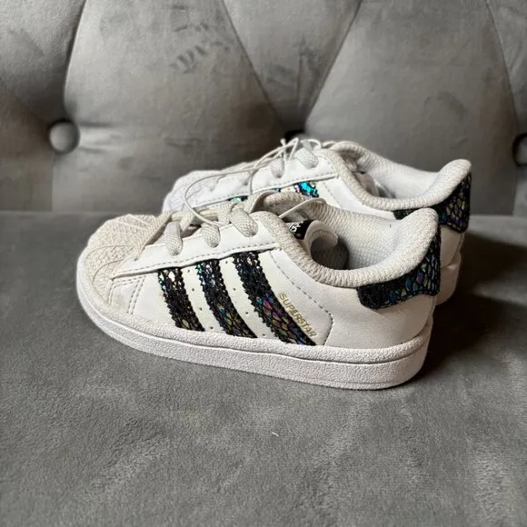 Adidas‎ Superstar Snake White Metallic TD Toddler Sneaker Shoes Size 6K NEW