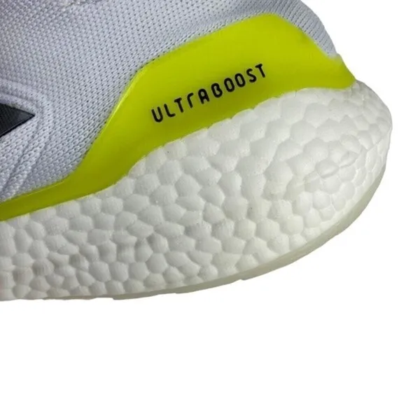 Adidas Ultraboost Running Shoes Mens Size 9.5 White Neon Yellow Low Top Lace Up