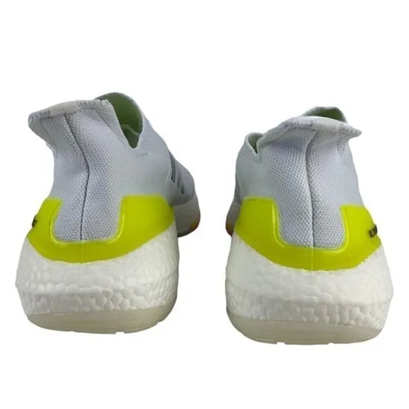 Adidas Ultraboost Running Shoes Mens Size 9.5 White Neon Yellow Low Top Lace Up