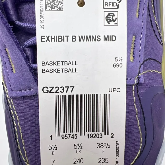 Adidas Women's Purple/Grey Exhibit B Candace Parker Mid Basketball Shoes Size 7