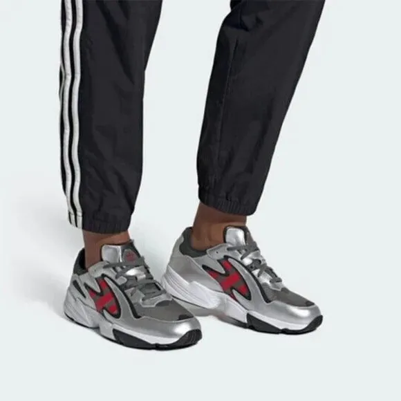 adidas Yung-96 Chasm J Silver Metallic Scarlet  Unisex Kids Shoes
