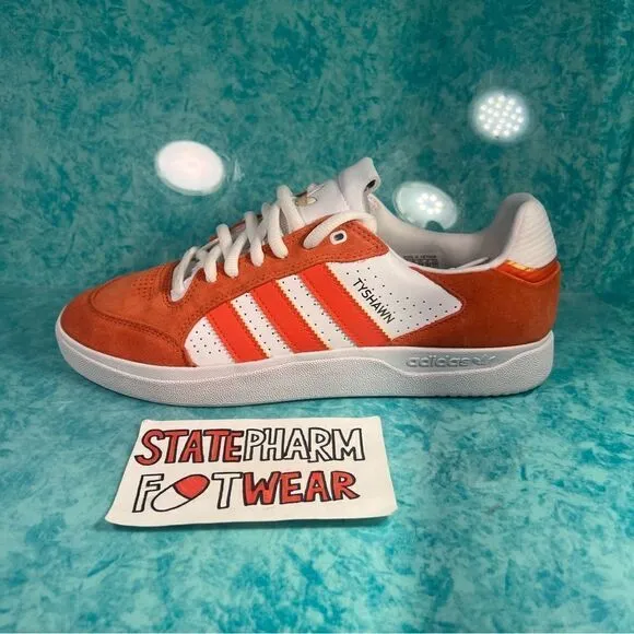 Adidas Tyshawn Low White Orange Men’s Suede Cushioned Skate Shoes Sneakers