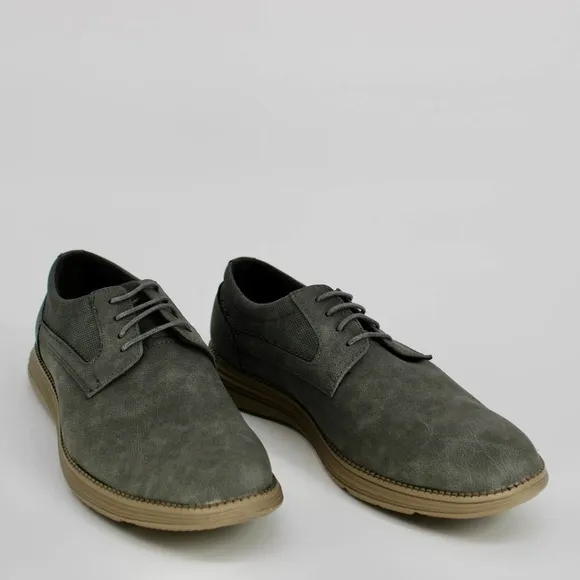 Adolfo Gianluca Plain Toe Casual Oxford Shoes Men’s Size 9 Grey Faux Leather NEW