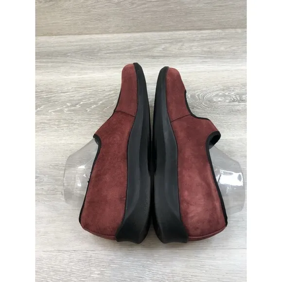Aetrex Lucy E338W Women's Red Suede Slip-On Embroidered Mary Janes Shoes US 10
