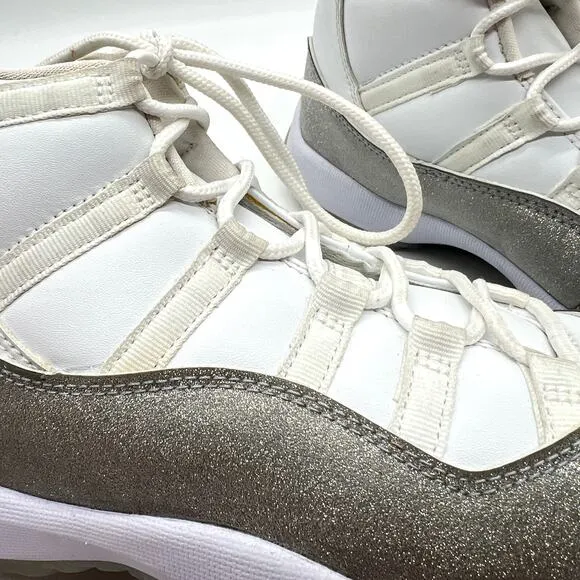 AIR JORDAN 11 Shoes Womens Vast Grey High White Silver Metallic Leather Sneaker