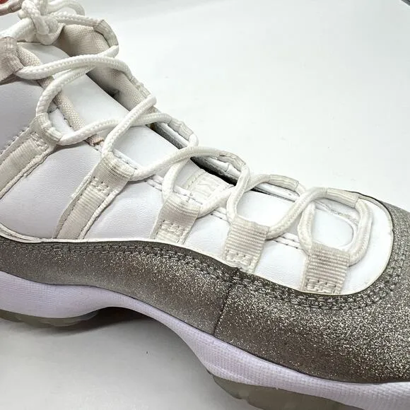 AIR JORDAN 11 Shoes Womens Vast Grey High White Silver Metallic Leather Sneaker