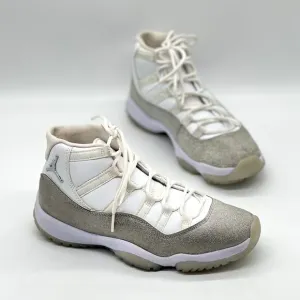 AIR JORDAN 11 Shoes Womens Vast Grey High White Silver Metallic Leather Sneaker