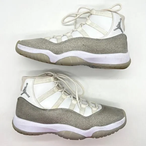 AIR JORDAN 11 Shoes Womens Vast Grey High White Silver Metallic Leather Sneaker