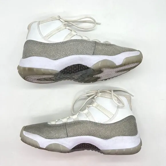 AIR JORDAN 11 Shoes Womens Vast Grey High White Silver Metallic Leather Sneaker