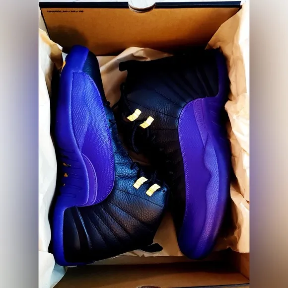 Air Jordan 12 'Field Purple’ 2023 Black Gold Sneakers Basketball Shoes