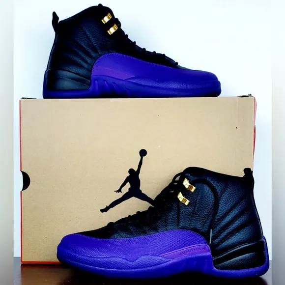 Air Jordan 12 'Field Purple’ 2023 Black Gold Sneakers Basketball Shoes