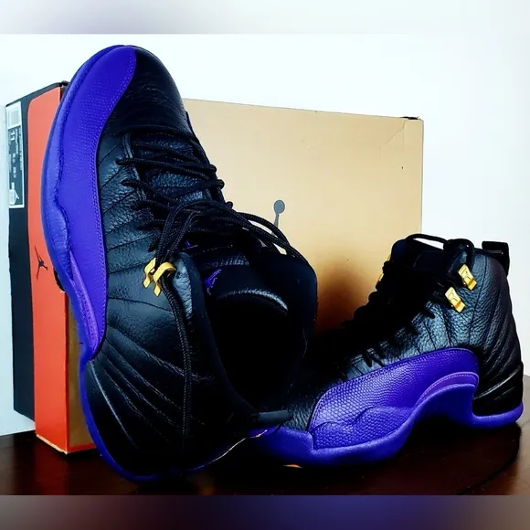 Air Jordan 12 'Field Purple’ 2023 Black Gold Sneakers Basketball Shoes