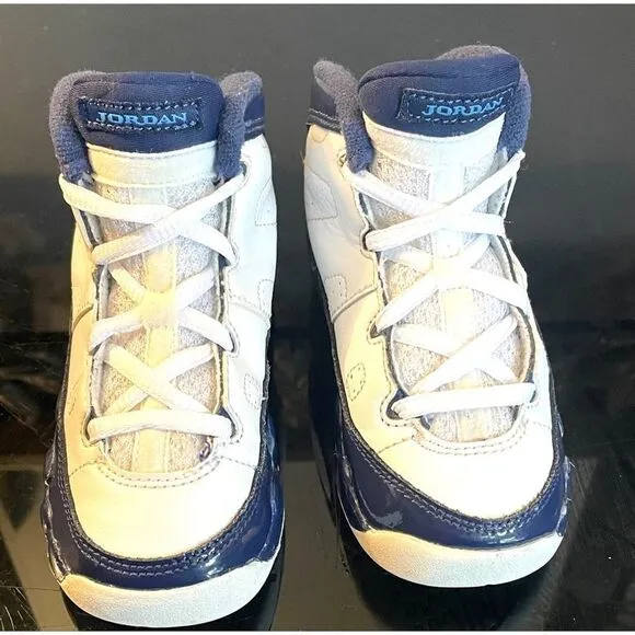 Air Jordan 9 IX Retro UNC White University Blue Shoes Toddler SZ 8C 401812 145