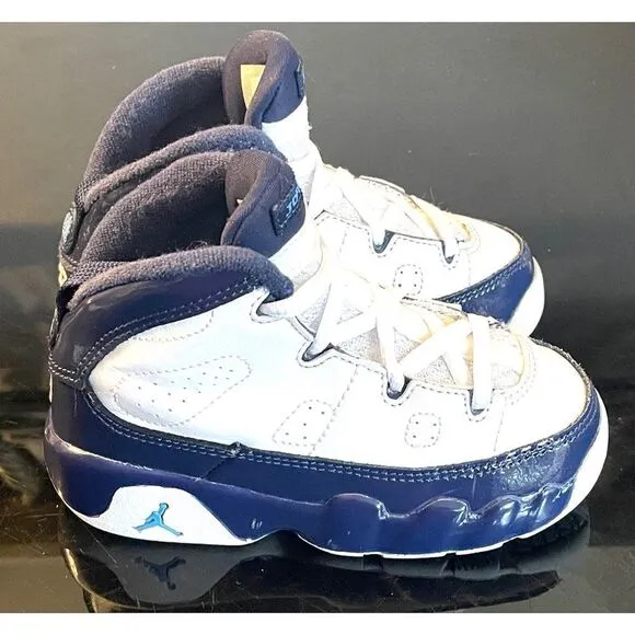 Air Jordan 9 IX Retro UNC White University Blue Shoes Toddler SZ 8C 401812 145