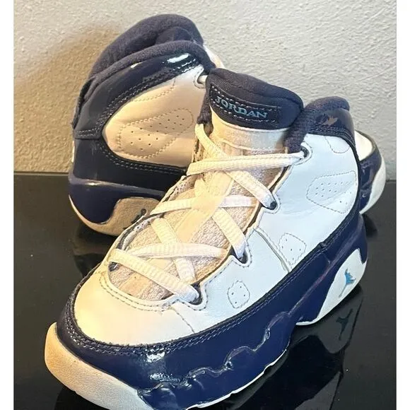 Air Jordan 9 IX Retro UNC White University Blue Shoes Toddler SZ 8C 401812 145