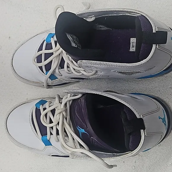 Air Jordan Flight Club '91 White Blue Lagoon Grand Purple Hi-Top Shoes Size 5Y