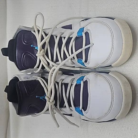 Air Jordan Flight Club '91 White Blue Lagoon Grand Purple Hi-Top Shoes Size 5Y