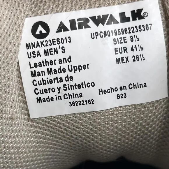 Airwalk Skate Shoes Genuine Suede Size 8.5 High Top Gray Hi-top Sneakers