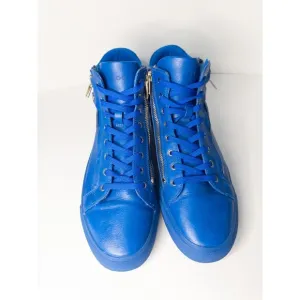 Aldo Destry Shoes Mens 11 Blue High Top Sneakers Gold Zip