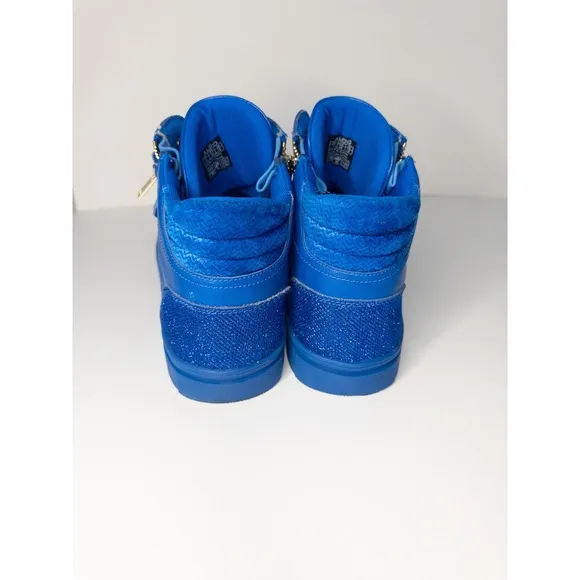 Aldo Destry Shoes Mens 11 Blue High Top Sneakers Gold Zip