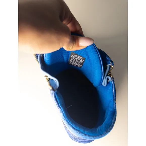 Aldo Destry Shoes Mens 11 Blue High Top Sneakers Gold Zip