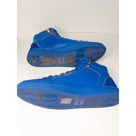 Aldo Destry Shoes Mens 11 Blue High Top Sneakers Gold Zip