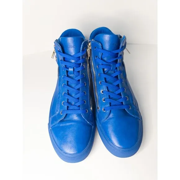 Aldo Destry Shoes Mens 11 Blue High Top Sneakers Gold Zip