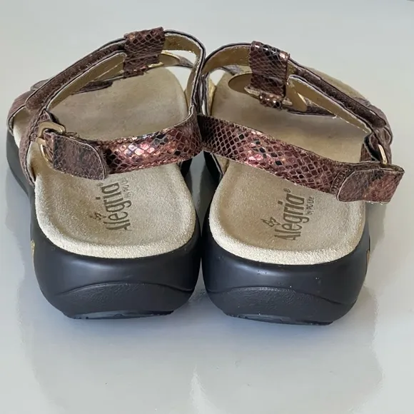 Alegria Julie Riches Brown Leather Slingback Sandals Shoes Size 40 / 9.5 New