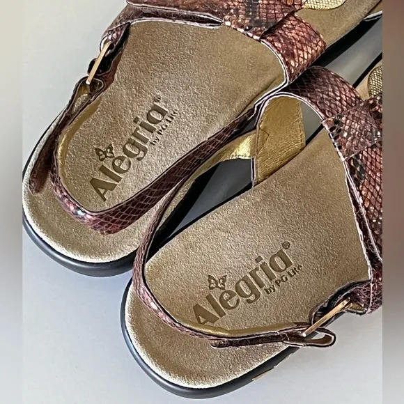 Alegria Julie Riches Brown Leather Slingback Sandals Shoes Size 40 / 9.5 New