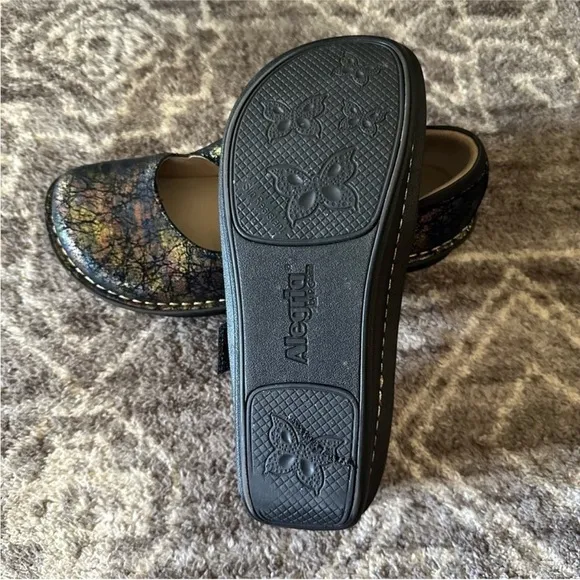 Algeria Dayna Maryjane Shoes Black Metallic Shimmer Leather 40