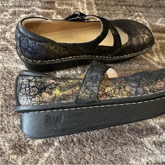 Algeria Dayna Maryjane Shoes Black Metallic Shimmer Leather 40