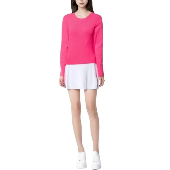 ALICE   OLIVIA hot neon pink ribbed knit fitted long sleeve sweater top Size XS