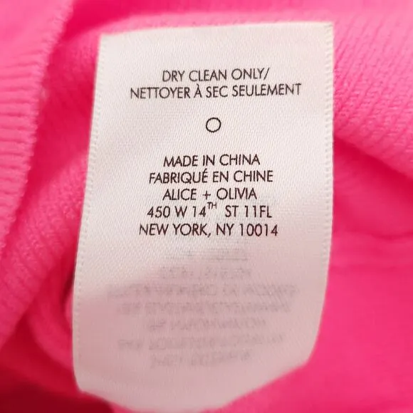 ALICE   OLIVIA hot neon pink ribbed knit fitted long sleeve sweater top Size XS