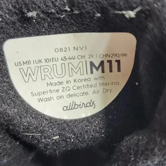 Allbirds WRUM Wool Runner Ups Mizzle Men's Size 11 Black High Top Shoes Sneakers