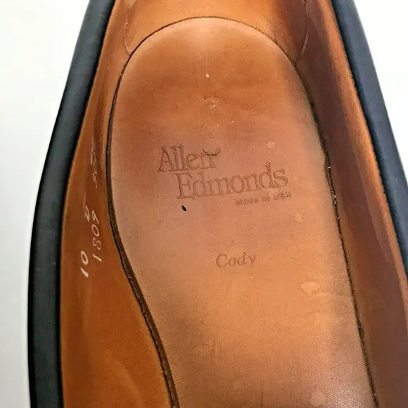 Allen Edmonds Mens 10 D Cody Black Tassel Loafer Shoes Leather Slip On Woven