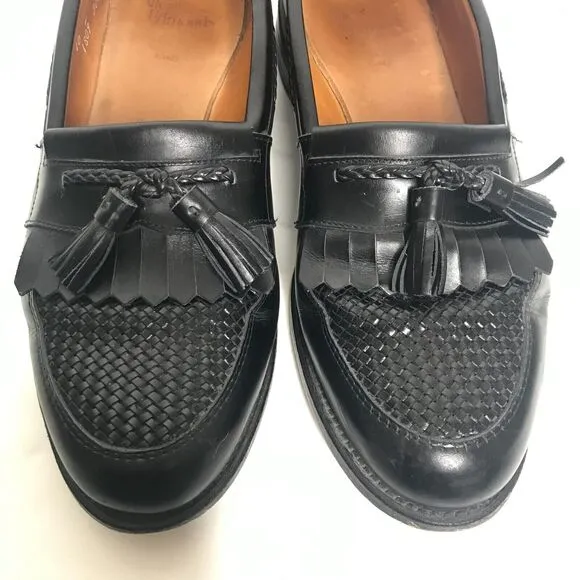 Allen Edmonds Mens 10 D Cody Black Tassel Loafer Shoes Leather Slip On Woven