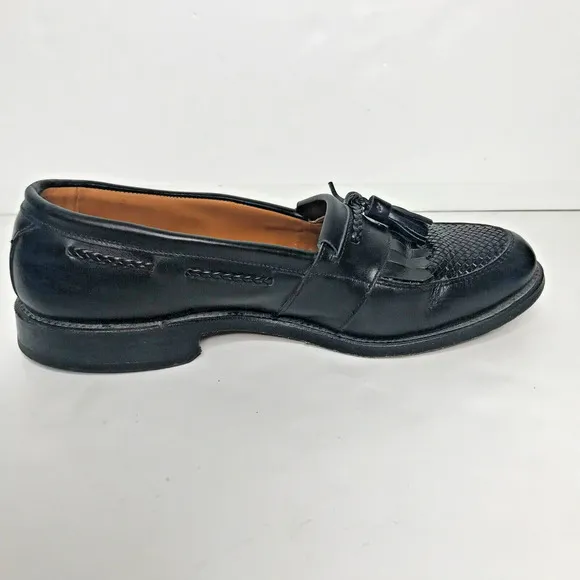 Allen Edmonds Mens 10 D Cody Black Tassel Loafer Shoes Leather Slip On Woven