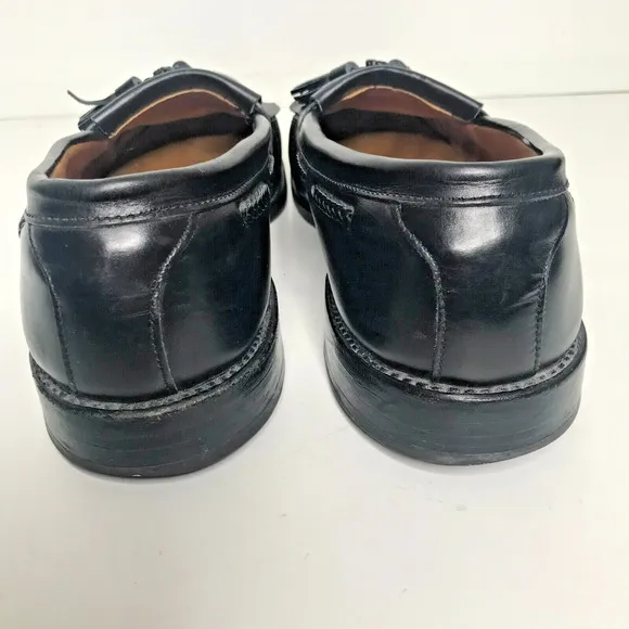 Allen Edmonds Mens 10 D Cody Black Tassel Loafer Shoes Leather Slip On Woven