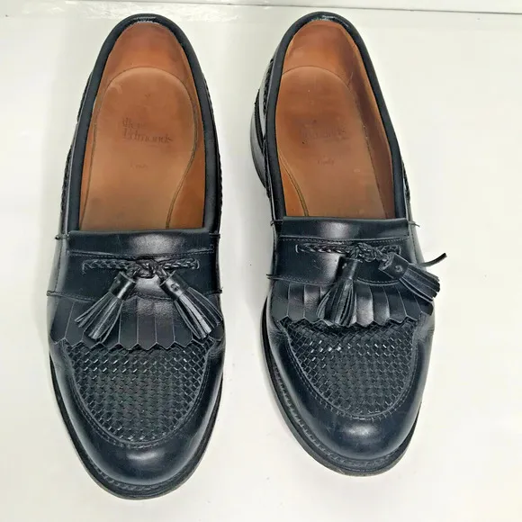 Allen Edmonds Mens 10 D Cody Black Tassel Loafer Shoes Leather Slip On Woven