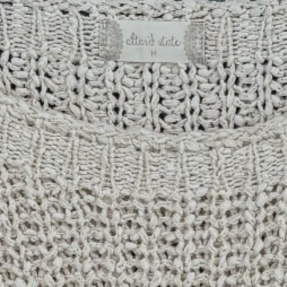 Altar’d State Sweater Tassel Fringe Boxy Chunky Oversized Tan Beige Size Medium