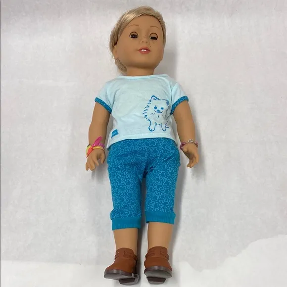 American Girl Doll with Blue Outfit