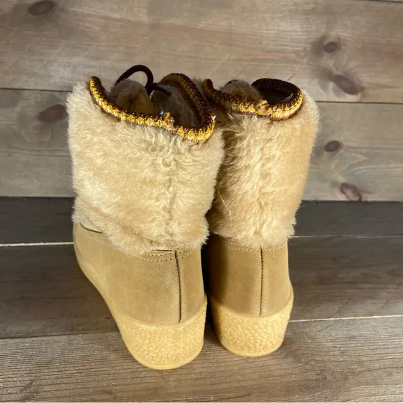 angel fair womens size 8 shoes brown fur lined ski snow boots